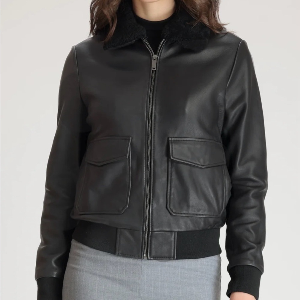 NWT Danier Avita Black Leather Jacket, L - Picture 1 of 16